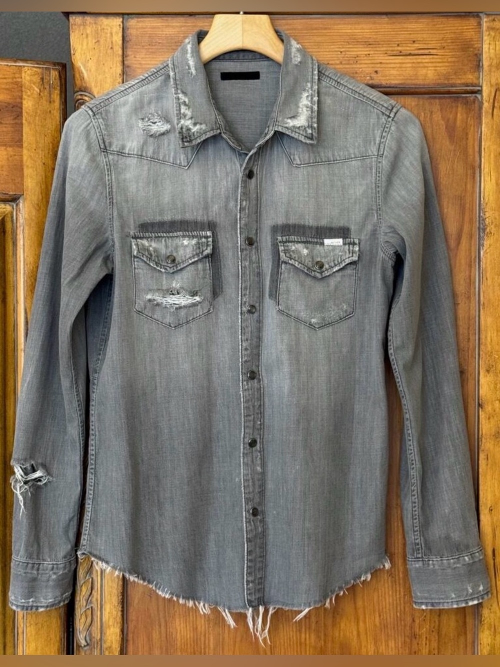 Mother Denim The Shady Ex's Button Down Shirt One Shot Gray Size Medium